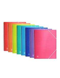 Classeur à spirale Oxford Urban A4 30 pochettes - 50 pochettes - Couverture plastique translucide - Fermeture élastique - Couleu