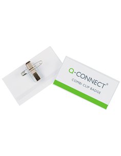 Badge q-connect pvc rigide transparent pince ou épingle format 40x75mm carte visite. 2