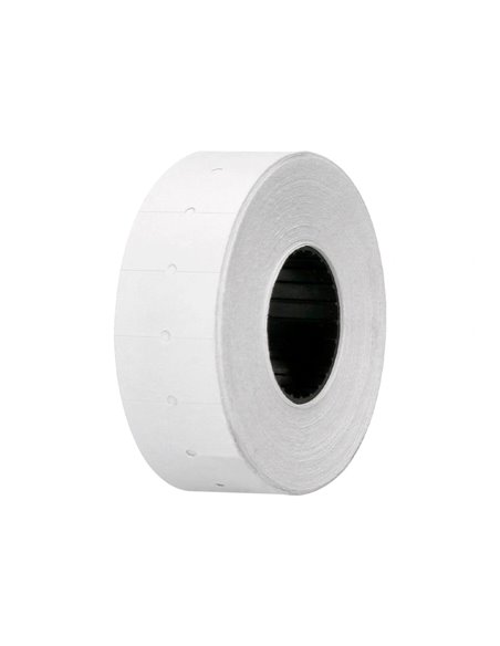 Étiquette adhésive q-connect pour étiqueteuse 1 ligne 8 chiffres format 21x12mm coloris blanc rouleau 1000 unités.