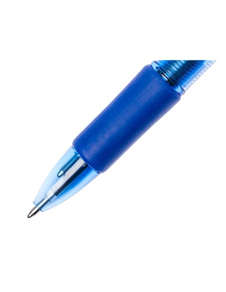 Stylo-bille q-connect 4 couleurs écriture moyenne 0.7mm corps translucide bleuté encre classique noir bleu rouge vert.