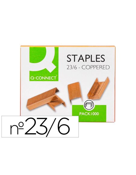 Agrafe q-connect modèle 23/6 cuivrée boîte 1000 unités.