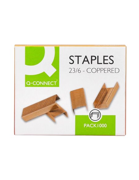 Agrafe q-connect modèle 23/6 cuivrée boîte 1000 unités.
