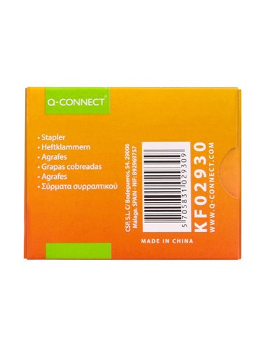 Agrafe q-connect modèle 23/6 cuivrée boîte 1000 unités.