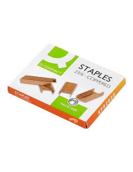 Agrafe q-connect modèle 23/6 cuivrée boîte 1000 unités.