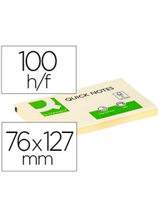 Bloc-notes q-connect quick notes 76x127mm 1 bloc 100f repositionnables coloris jaune.