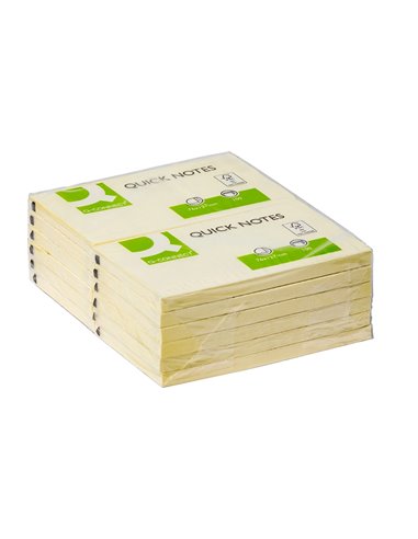 Bloc-notes q-connect quick notes 76x127mm 1 bloc 100f repositionnables coloris jaune.