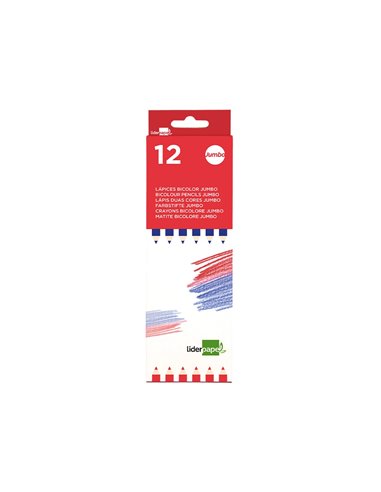 Crayon graphite liderpapel bicolore bleu/rouge mine large ultra-résistante bois grande qualité.
