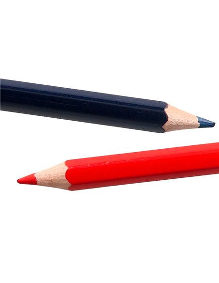 Crayon graphite liderpapel bicolore bleu/rouge mine large ultra-résistante bois grande qualité.
