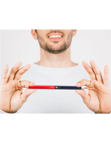 Crayon graphite liderpapel bicolore bleu/rouge mine large ultra-résistante bois grande qualité.