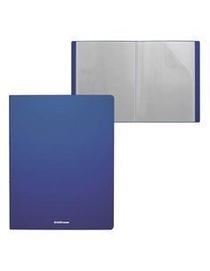 Chemise classique Erichkrause Matt à 10 pochettes - Format A4 - Bleu