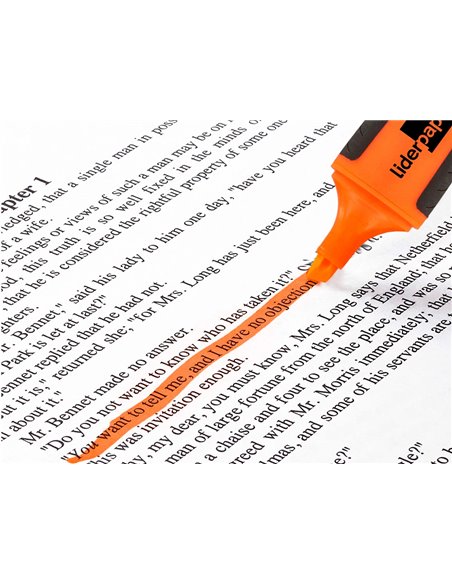 Surligneur liderpapel fluorescent mini tracé 1/4mm pointe biseautée grip caoutchouc coloris orange.