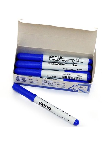 Marqueur giotto robercolor tableau blanc pointe medium ogive 4 mm encre effaçable coloris bleu.