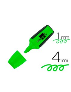 Surligneur liderpapel fluorescent mini tracé 1/4mm pointe biseautée grip caoutchouc coloris vert.