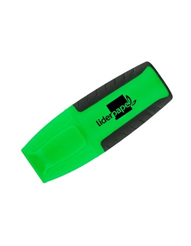 Surligneur liderpapel fluorescent mini tracé 1/4mm pointe biseautée grip caoutchouc coloris vert.