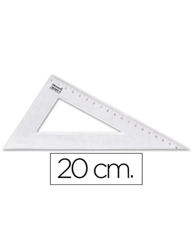 Équerre liderpapel 60 degrés 20cm biseautée graduée échelle millimètres transparente économique.