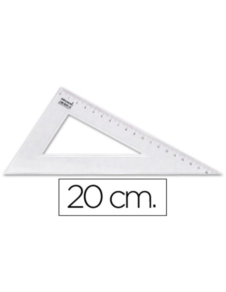 Équerre liderpapel 60 degrés 20cm biseautée graduée échelle millimètres transparente économique.