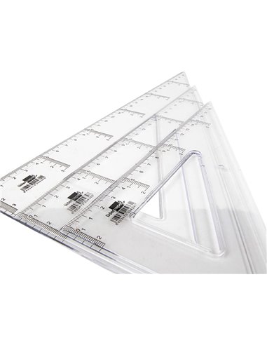 Équerre liderpapel 60 degrés 20cm biseautée graduée échelle millimètres transparente économique.