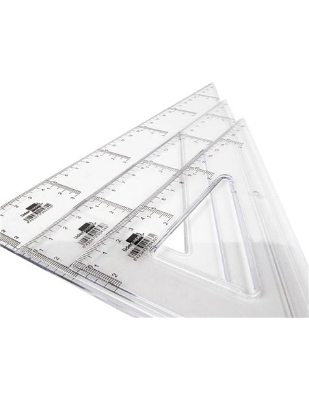 Équerre liderpapel 60 degrés 20cm biseautée graduée échelle millimètres transparente économique.