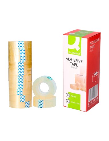 Ruban adhésif q-connect économique résistant transparent 12mmx33m.