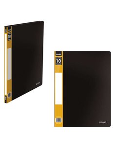 Chemise Dohe 10 pochettes A4 - Couverture polypropylène opaque - Pochette dorsale - Pochettes transparentes soudées