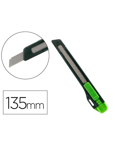 Cutter xd-07 q-connect plastique lame 9mm acier retractable interchangeable precoupee avec frein de securite et anse.