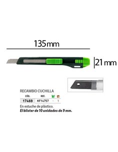 Cutter xd-07 q-connect plastique lame 9mm acier retractable interchangeable precoupee avec frein de securite et anse. 2
