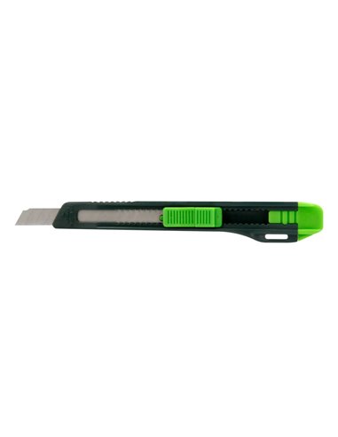 Cutter xd-07 q-connect plastique lame 9mm acier retractable interchangeable precoupee avec frein de securite et anse.