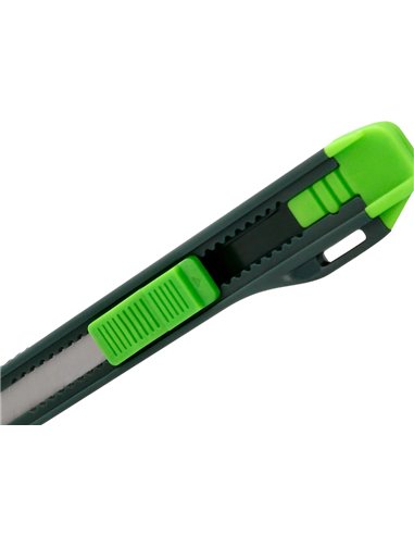 Cutter xd-07 q-connect plastique lame 9mm acier retractable interchangeable precoupee avec frein de securite et anse.