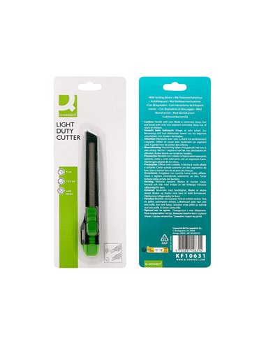 Cutter xd-07 q-connect plastique lame 9mm acier retractable interchangeable precoupee avec frein de securite et anse.