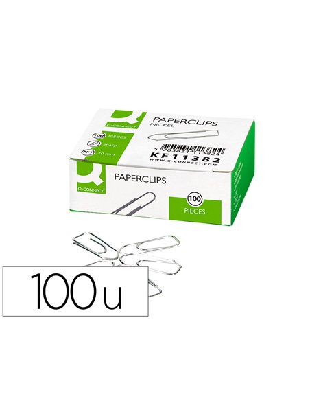 Trombone q-connect nickele n 1 bout pointu 20mm boite 100 unites.
