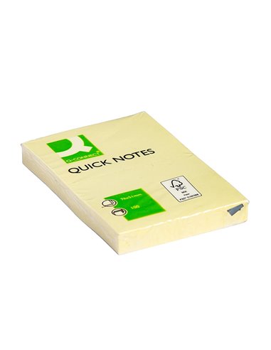 Bloc-notes q-connect quick notes 51x76mm 1 bloc 100f repositionnables coloris jaune.