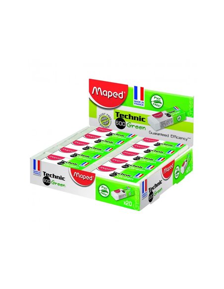 Gomme technic 600 green maped sans pvc coloris blanche.