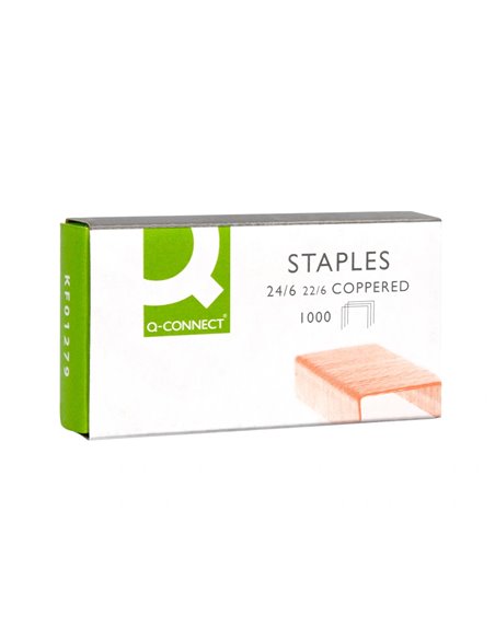 Agrafe q-connect modèle 22/6 24/6 cuivrée boîte 1000 unités.