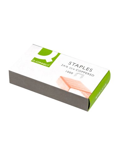 Agrafe q-connect modèle 22/6 24/6 cuivrée boîte 1000 unités.