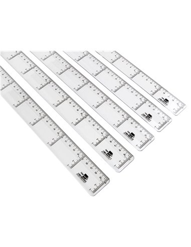 Règle liderpapel graduation verticale horizontale 30cm bord biseauté gamme cristal transparente économique.