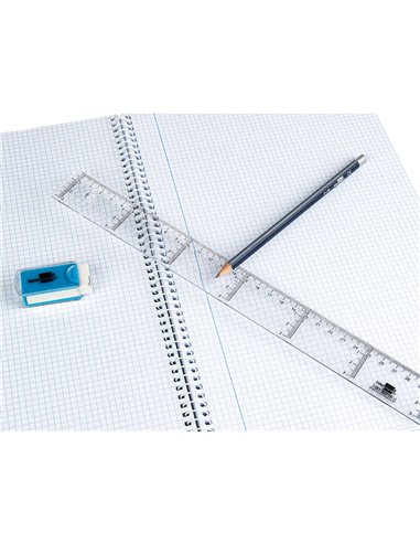 Règle liderpapel graduation verticale horizontale 30cm bord biseauté gamme cristal transparente économique.