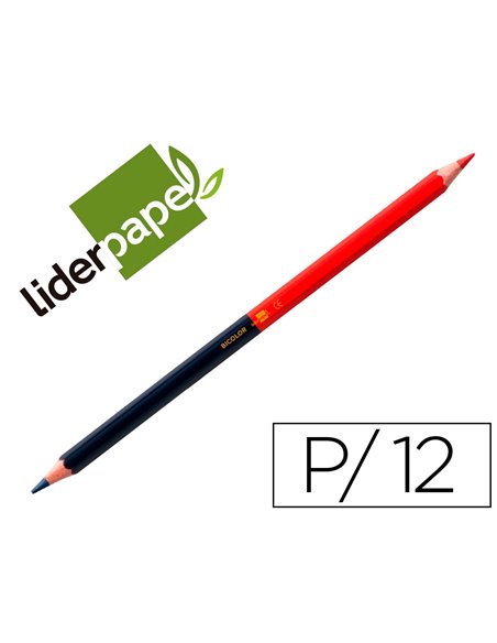 Crayon graphite liderpapel bicolore bleu/rouge mine moyenne ultra-résistante bois grande qualité.