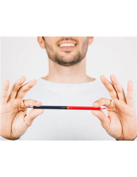 Crayon graphite liderpapel bicolore bleu/rouge mine moyenne ultra-résistante bois grande qualité.