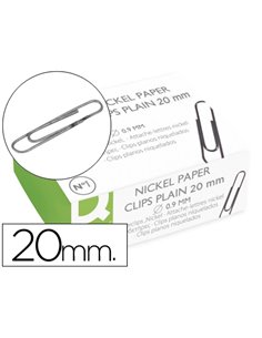 Trombone q-connect nickelé bout rond 20mm boîte carton 100 unités.