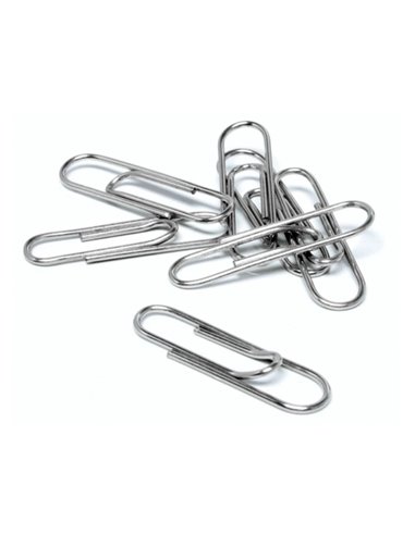 Trombone q-connect nickelé bout rond 20mm boîte carton 100 unités.