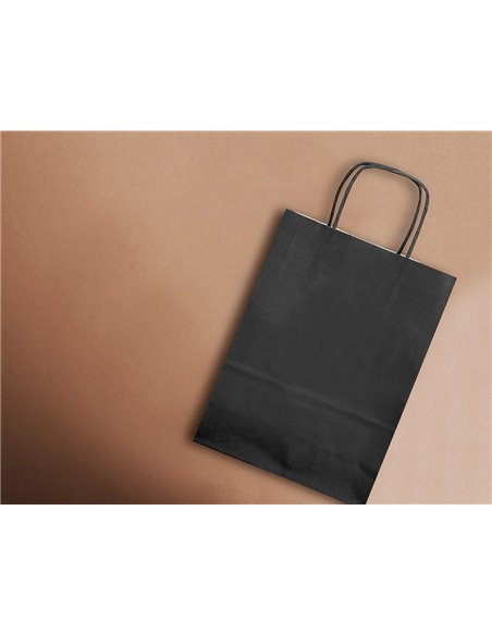 Sac papier q-connect cellulose s anse torsadee 240x320x10mm coloris noir.