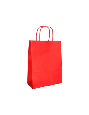 Sac papier q-connect cellulose s anse torsadee 240x320x10mm coloris rouge.
