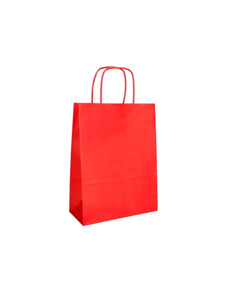 Sac papier q-connect cellulose s anse torsadee 240x320x10mm coloris rouge.