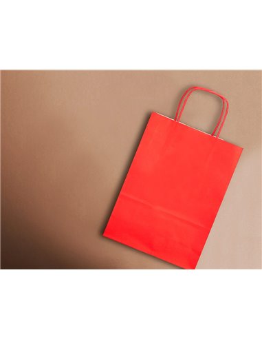 Sac papier q-connect cellulose s anse torsadee 240x320x10mm coloris rouge.