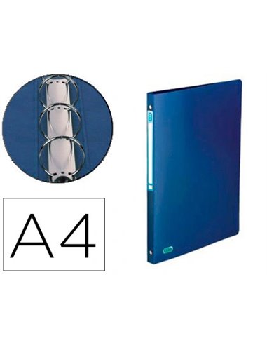 Classeur oxford memphis 4 anneaux ronds 15mm polypropylène 5/10e toucher satiné dos 20mm étiquette dos coloris bleu.