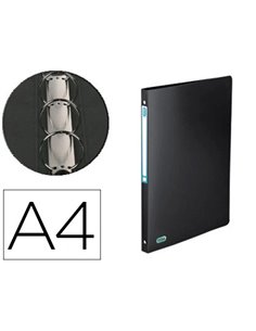 Classeur oxford memphis 4 anneaux ronds 15mm polypropylène 5/10e toucher satiné dos 20mm étiquette dos coloris noir.