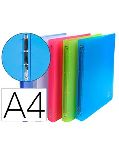 Classeur 4 anneaux exacompta chromaline polypropylène translucide 7/10e a4 32x25cm dos 3cm coloris assortis.