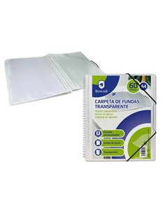 Classeur à spirales Bismark avec 60 pochettes transparentes A4 - Polypropylène - Couverture personnalisable - Spirale en plastiq