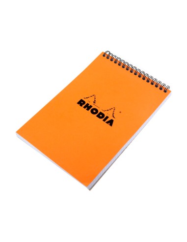 Bloc rhodia classic orange a5 14.8x21cm couverture carte enduite reliure intégrale 80f 80g 5x5mm microperforé