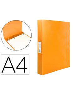 Classeur liderpapel 4 anneaux 25mm a4 260x315mm polypropylene dos 40mm porte-cartes visite coloris orange.